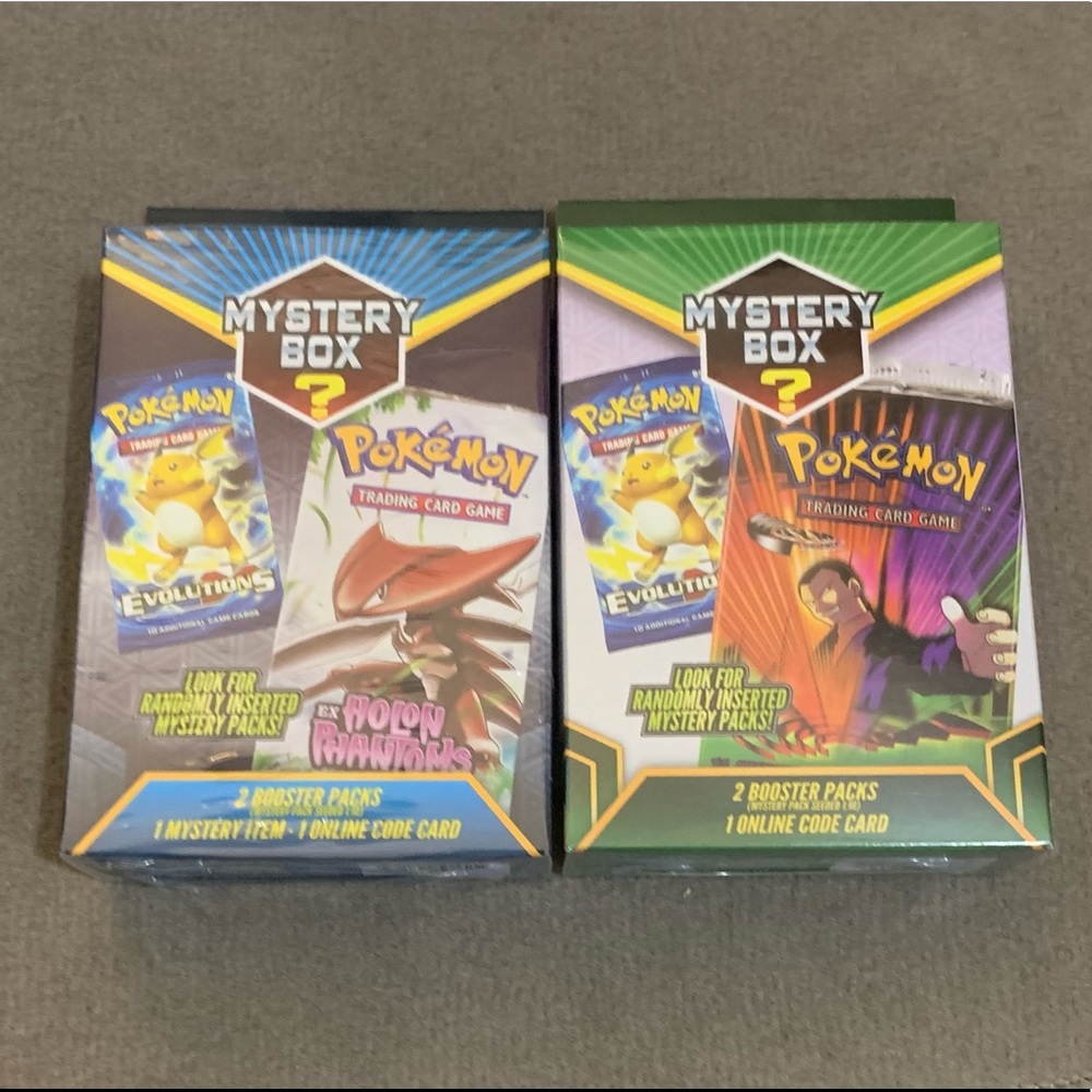 Pokémon TCG Mystery Power Boxes - NEW SEALED 1 Blue & 1 Green